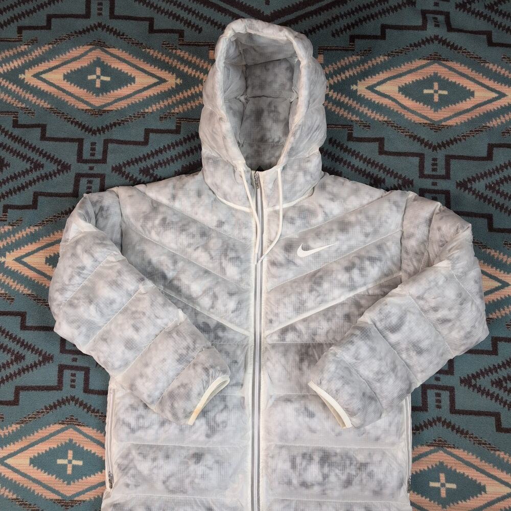 Nike Parka Summit White Marble Womens Size Large EcoDown Puffer Parka Jacket